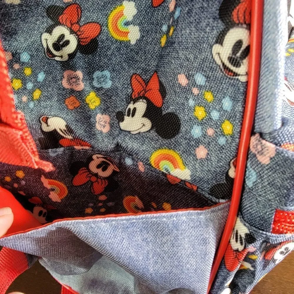 Disney Minnie Mouse Cambray Denim Girls School Backpack Brand New Zipper Closure